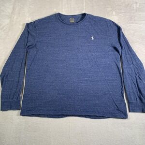 Polo Ralph Lauren Shirt Mens Large Blue‎ Heather Long Sleeve Crewneck Pony Logo